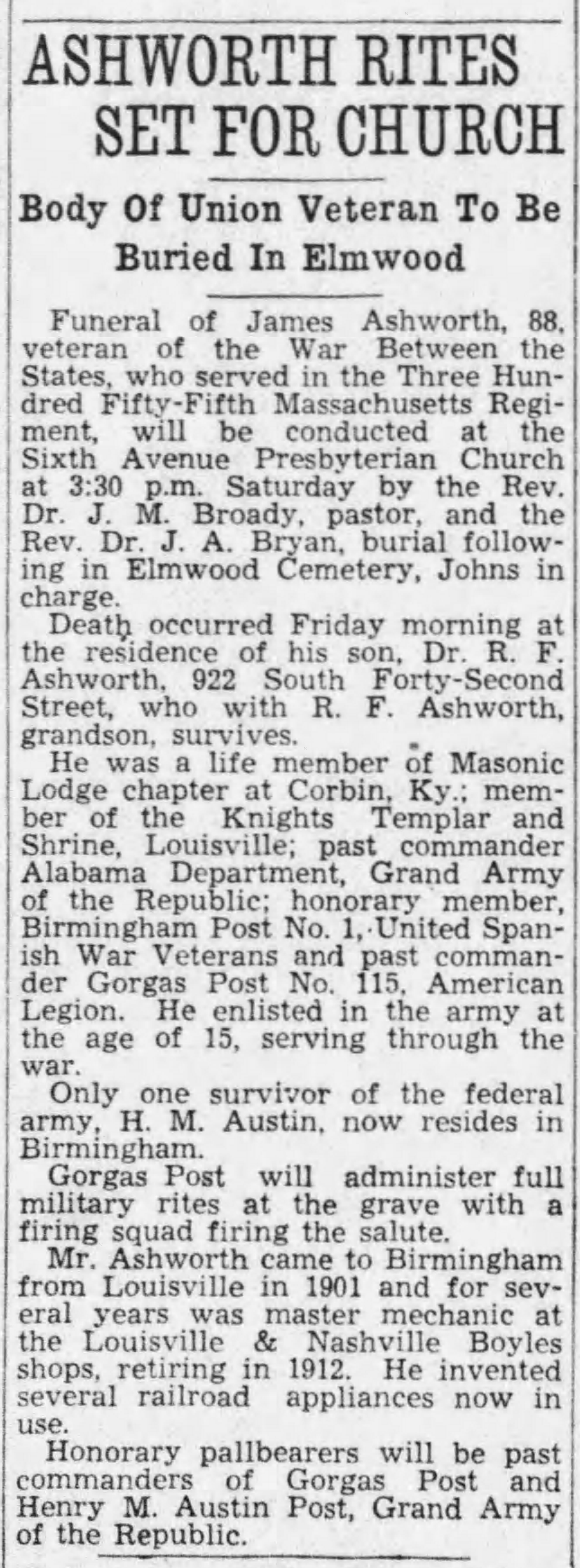 James Ashworth obituary